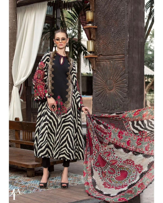 M Print Luxury Embroidered Lawn 3-Piece Suit