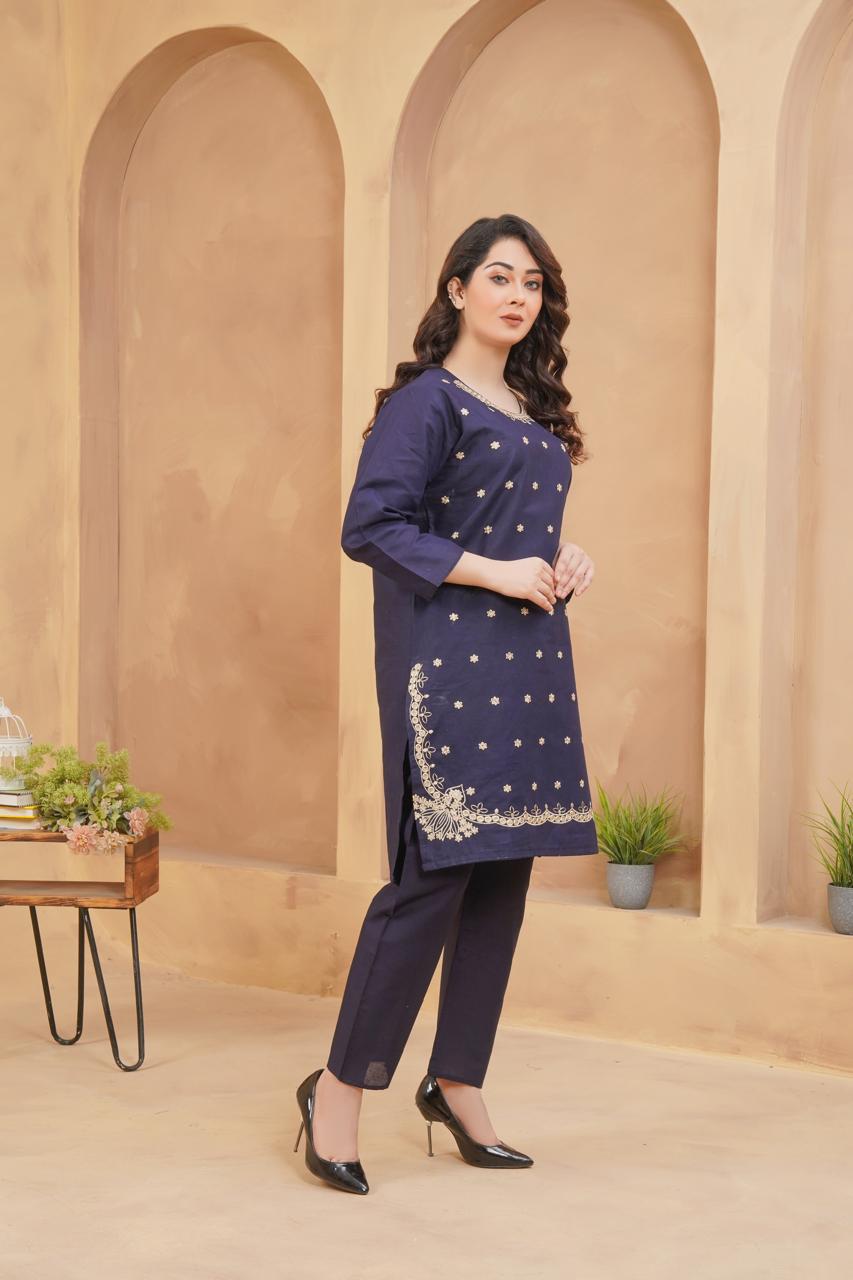 Winter Special Soft Cotton Embroidered Stitched 2-Piece