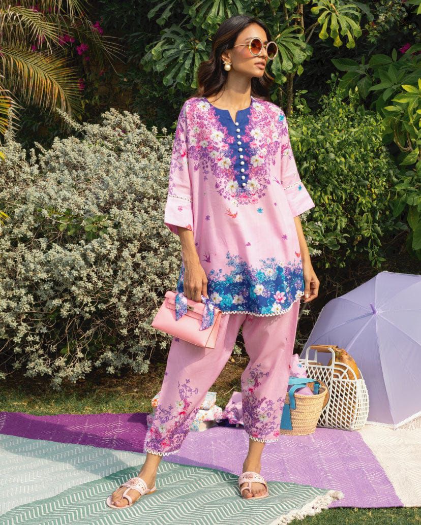 Elegant Digital Printed 2-Piece Swiss Silk Suit