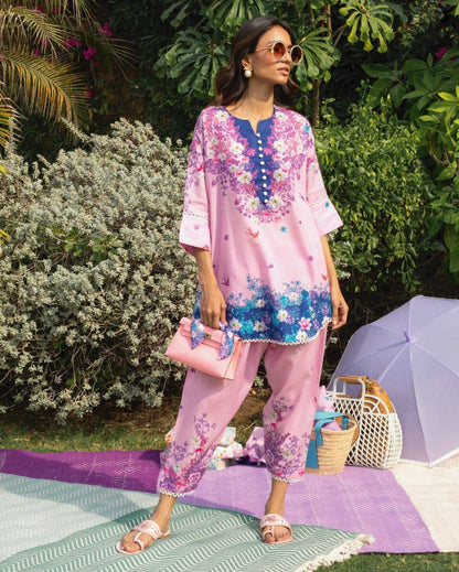 Elegant Digital Printed 2-Piece Swiss Silk Suit