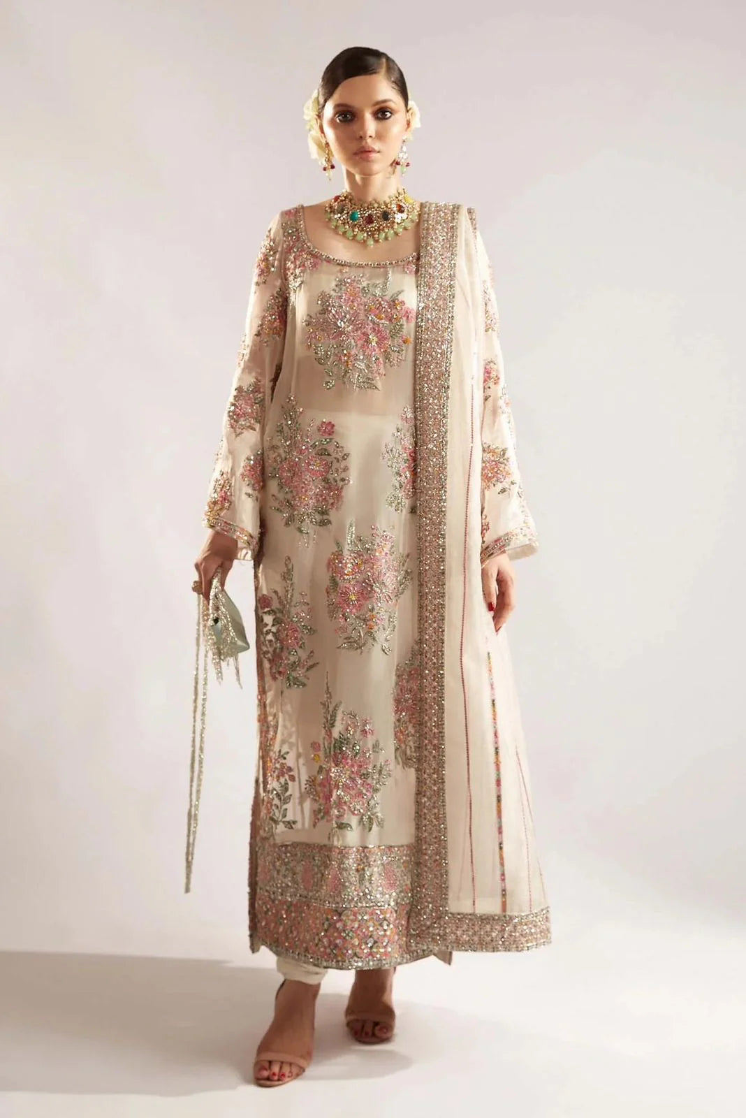 Hussain Rehar Luxury Organza 3-Piece Suit