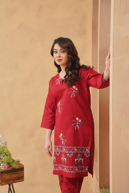 Winter Special Soft Cotton Embroidered Stitched 2-Piece