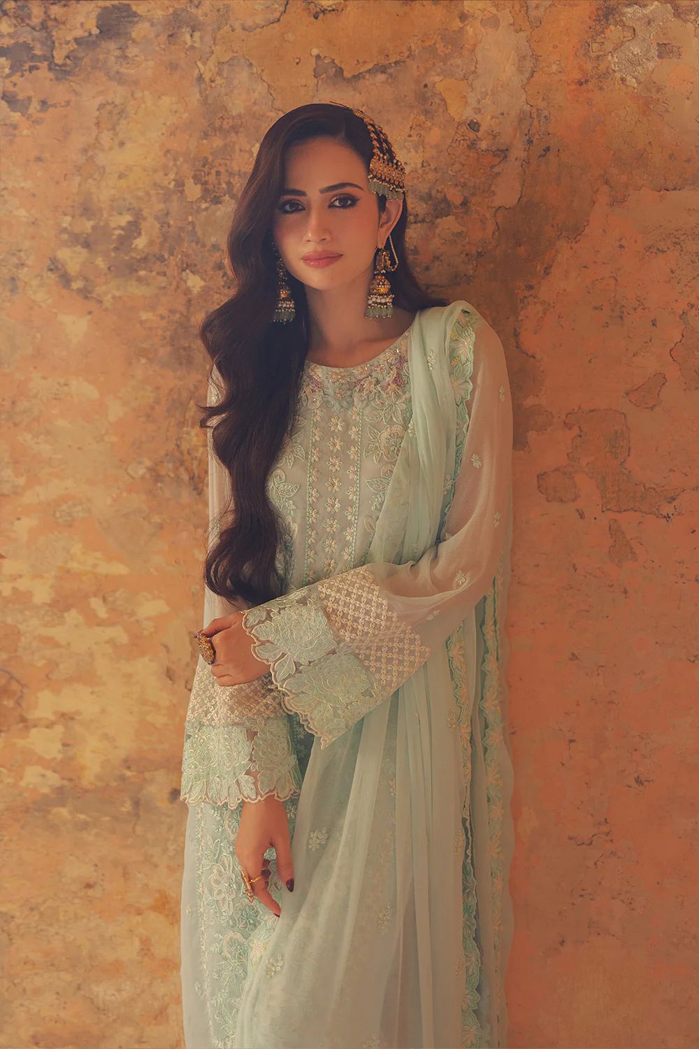 Azure Luxury Chiffon 3-Piece Suit