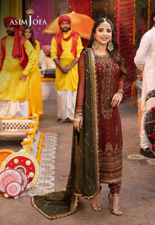 Asim Jofa Luxury Chiffon Embroidered 3-Piece Collection