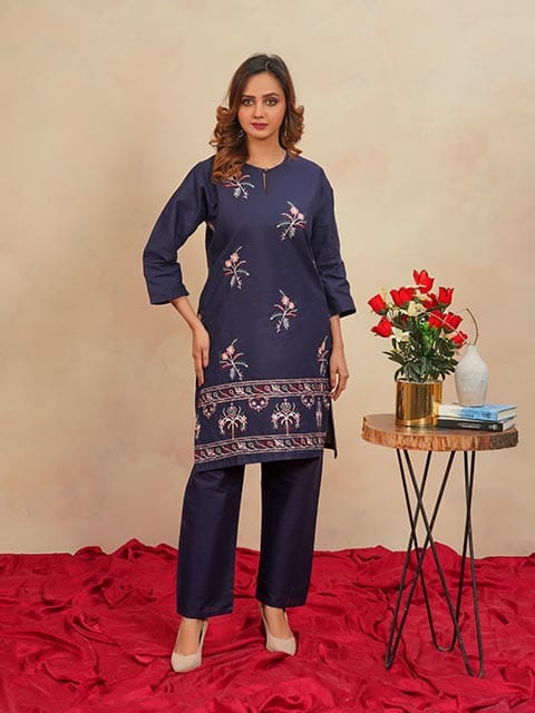 Winter Special Soft Cotton Embroidered Stitched 2-Piece