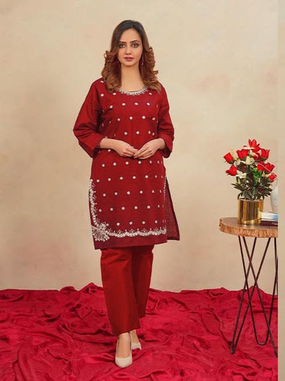 Winter Special Soft Cotton Embroidered Stitched 2-Piece