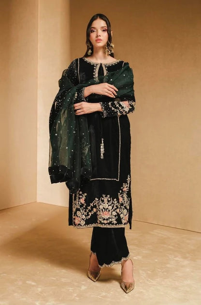 Khakha Luxury Black Velvet 3-Piece Suit