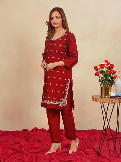 Winter Special Soft Cotton Embroidered Stitched 2-Piece