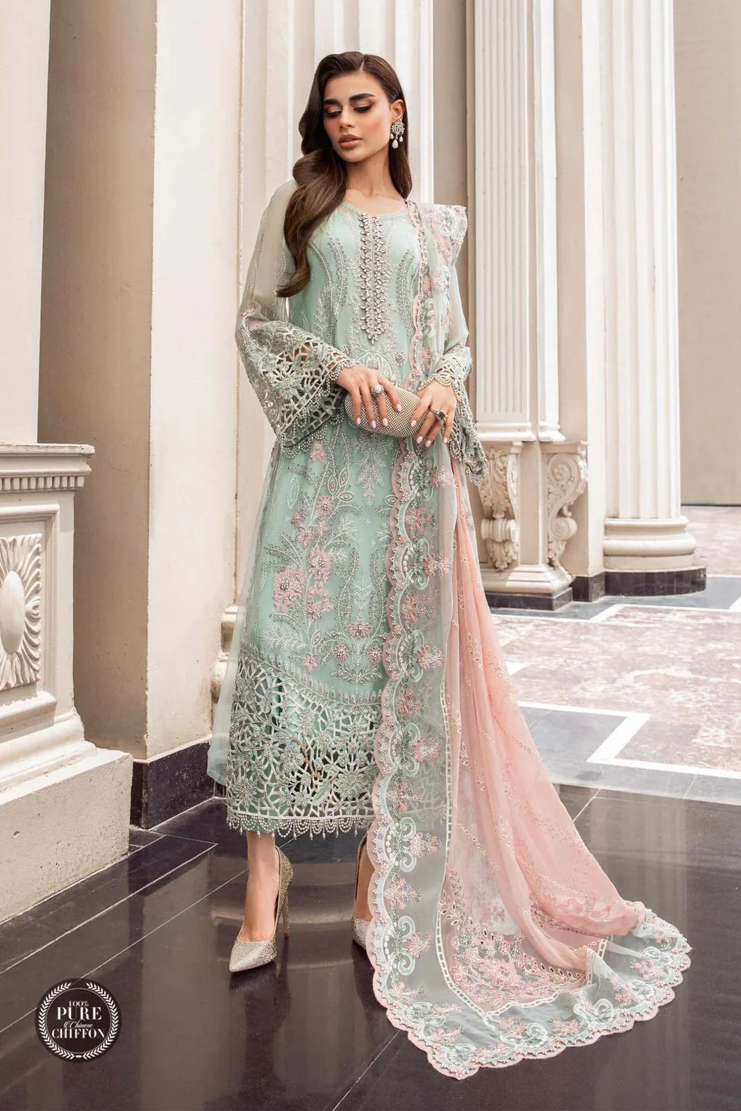 Maria B Couture Luxury Chiffon Wedding 3-Piece Suit