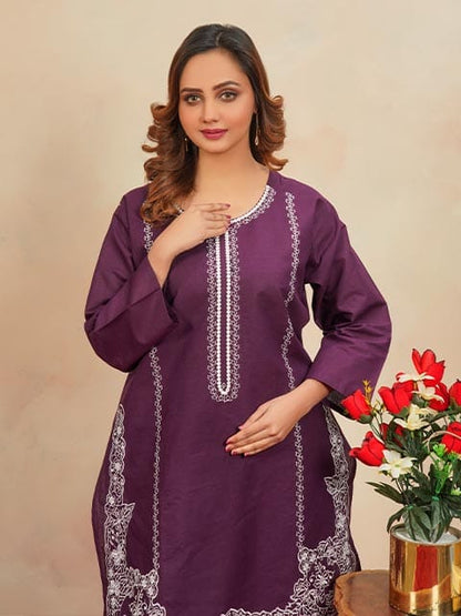 Winter Special Soft Cotton Embroidered Stitched 2-Piece