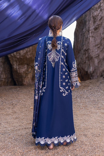 Qalamkar (Royal Blue) Luxury Cotton 3-Piece Suit