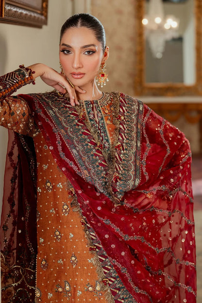 Baroque Luxury Chiffon Embroidered Suit