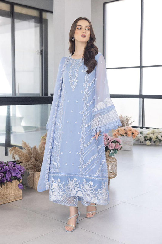 Azure Luxury Chiffon 3-Piece Suit