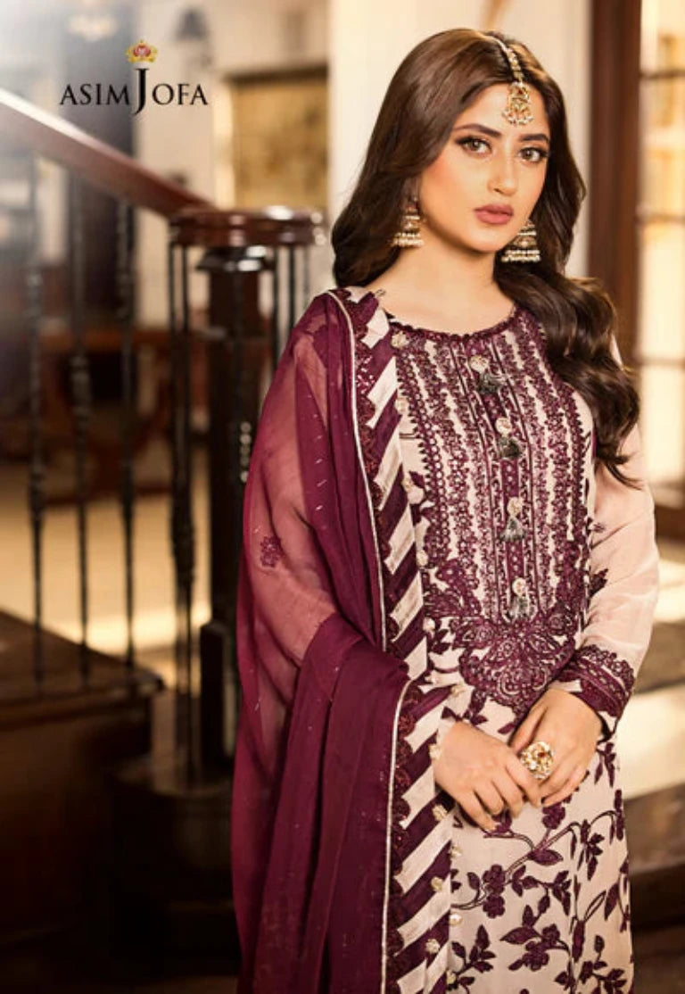 Asim Jofa Luxury Embroidered Chiffon 3-Piece Suit