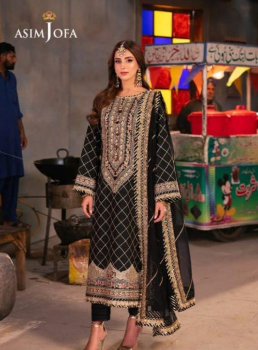 Asim Jofa Luxury Chiffon Embroidered 3-Piece Suit