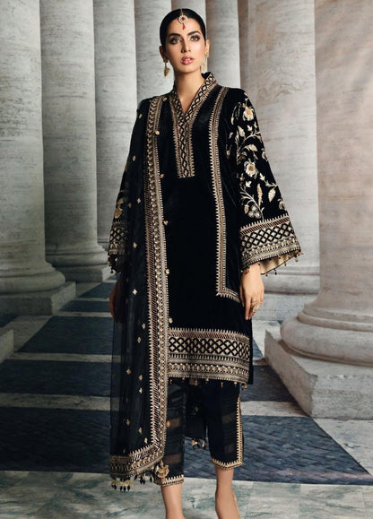 NAYA LUXURY EMBROIDERED VELVET 3-PIECE SUIT