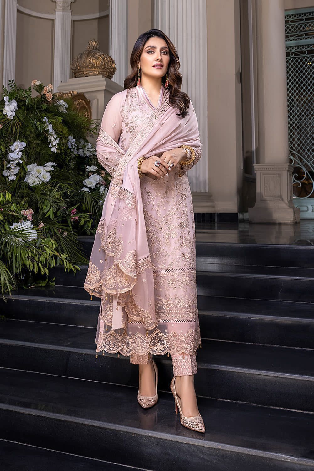 Azure Luxury Chiffon 3-Piece Suit