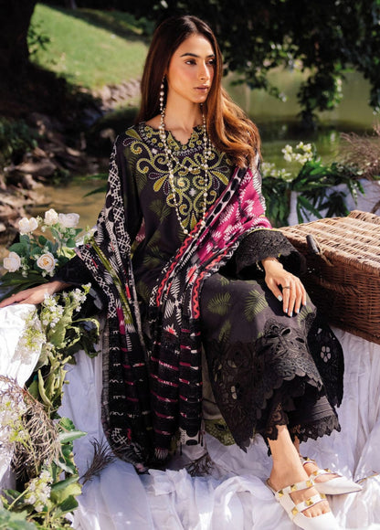 Nureh Black Gardenia Luxury Lawn 3-Piece Suit