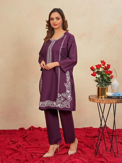 Winter Special Soft Cotton Embroidered Stitched 2-Piece