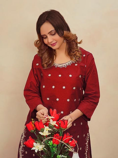 Winter Special Soft Cotton Embroidered Stitched 2-Piece