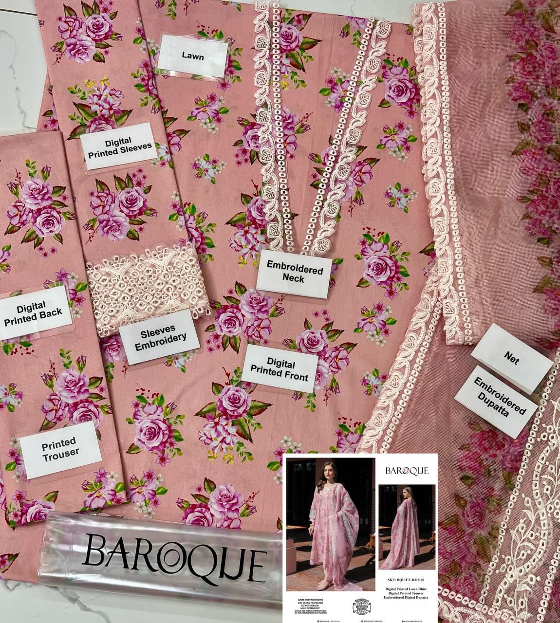 Baroque Luxury Lawn 3-Piece Suit