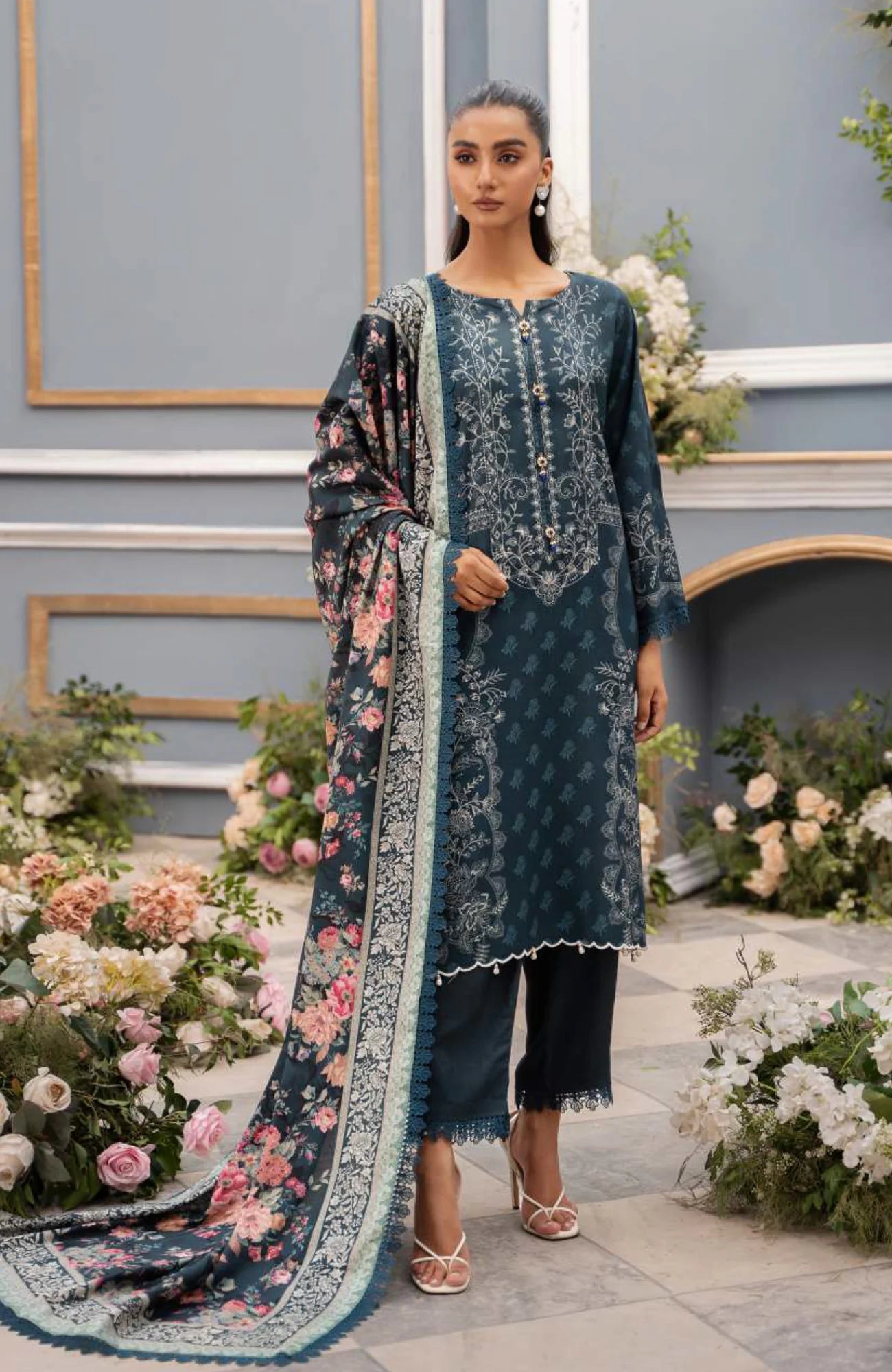 Mausummery Luxury Doriya Linen Stitched 3-Piece